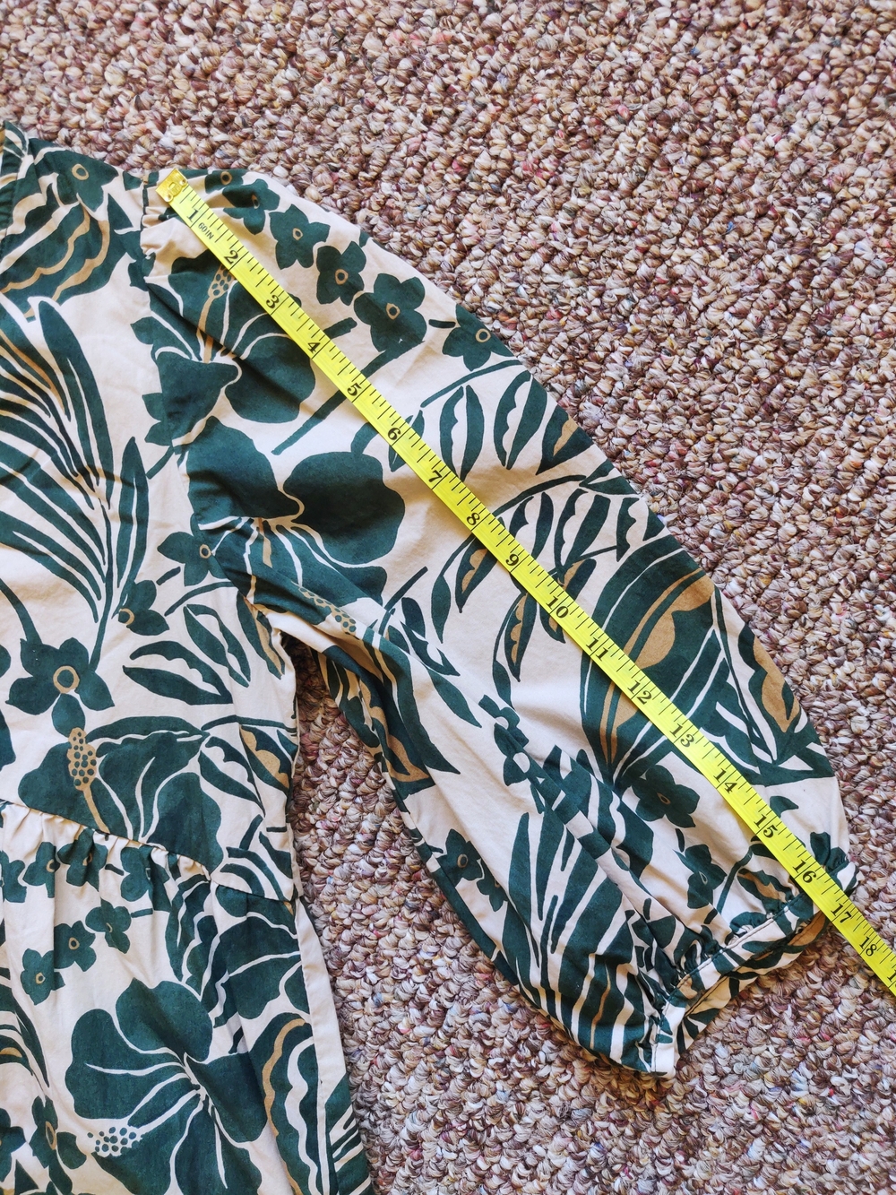 Green and Cream Floral Midi Dress like Boden style M - Picture 6 of 9
